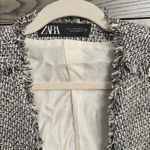 Zara Women's Monochrome Tweed Blazer